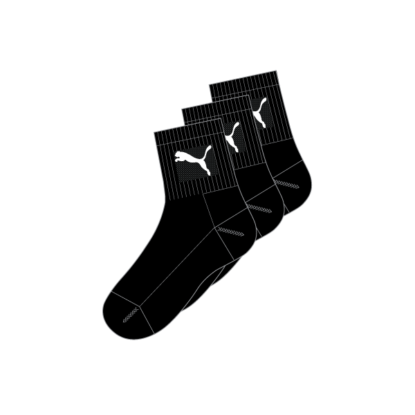 PUMA SHORT CREW 3P UNISEX 3.5-6 / Black PUMA SHORT CREW 3P UNISEX 3.5-6 / Black