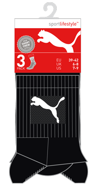 PUMA SHORT CREW 3P UNISEX 3.5-6 / Black PUMA SHORT CREW 3P UNISEX 3.5-6 / Black