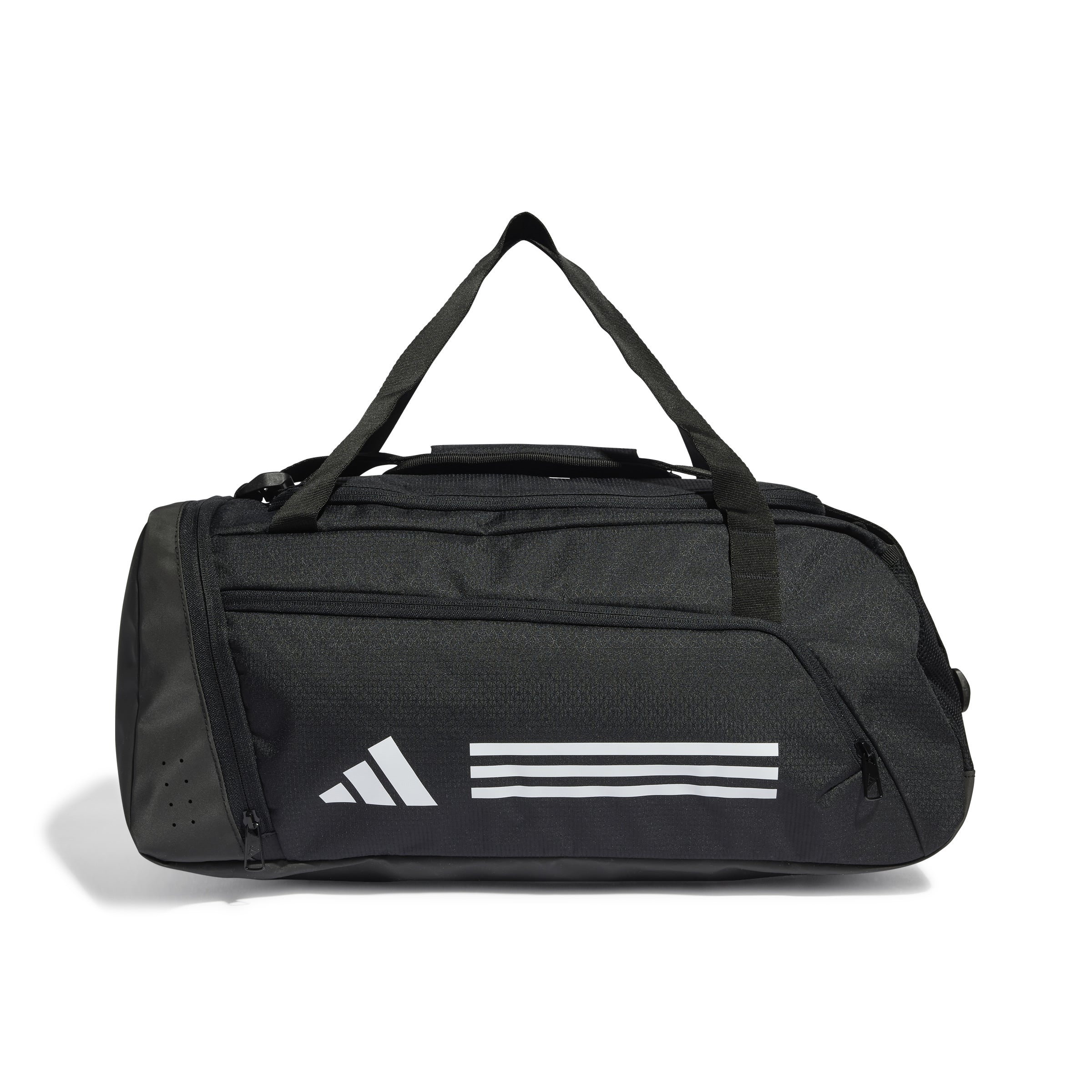 Essentials 3-Stripes Duffel Bag Small Black / White / NS Essentials 3-Stripes Duffel Bag Small Black / White / NS