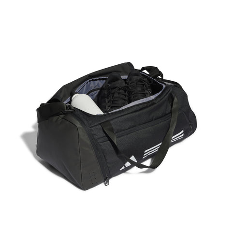 Essentials 3-Stripes Duffel Bag Small Black / White / NS Essentials 3-Stripes Duffel Bag Small Black / White / NS
