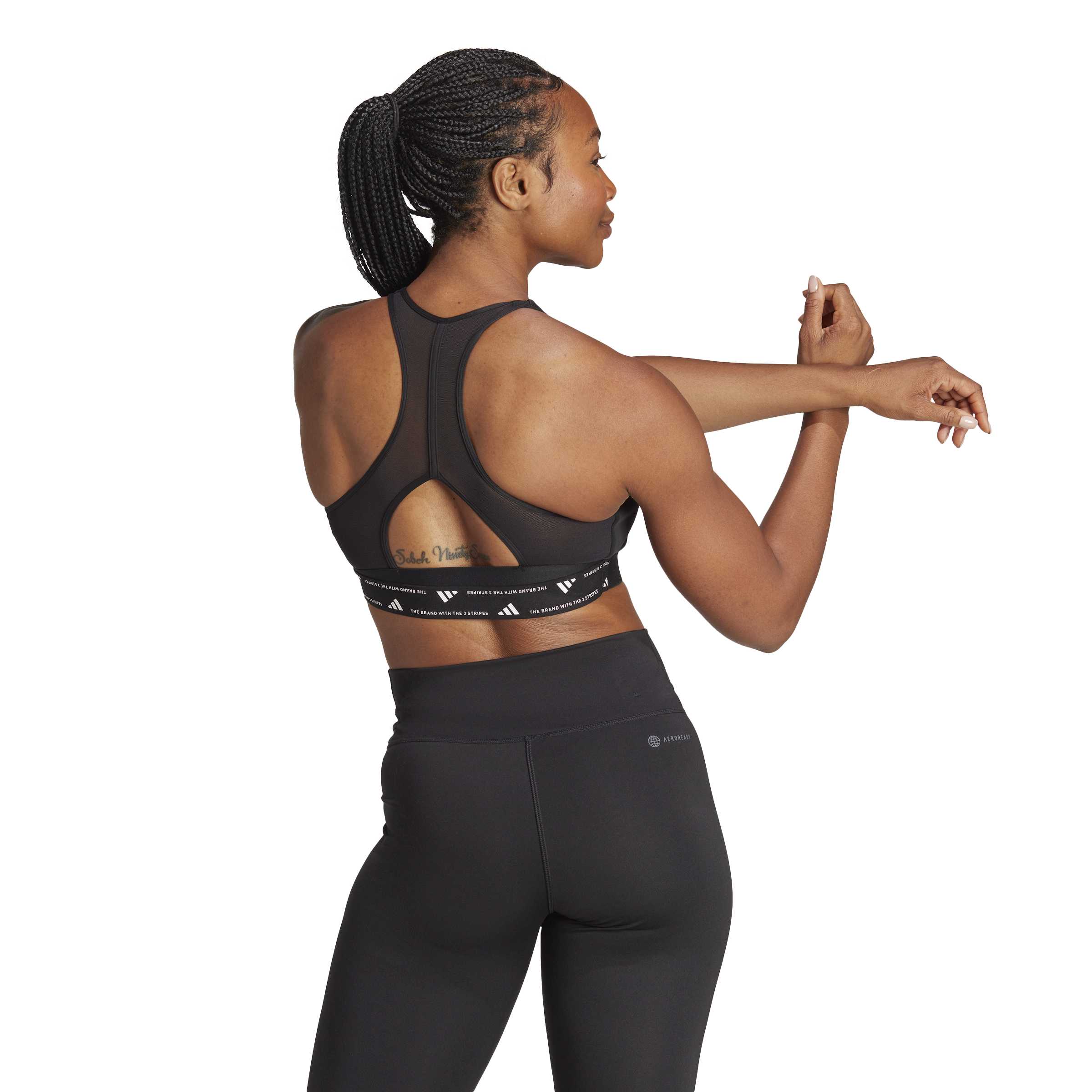 adidas Powerreact Training Medium Support Bra Black / XLAB adidas Powerreact Training Medium Support Bra Black / XLAB