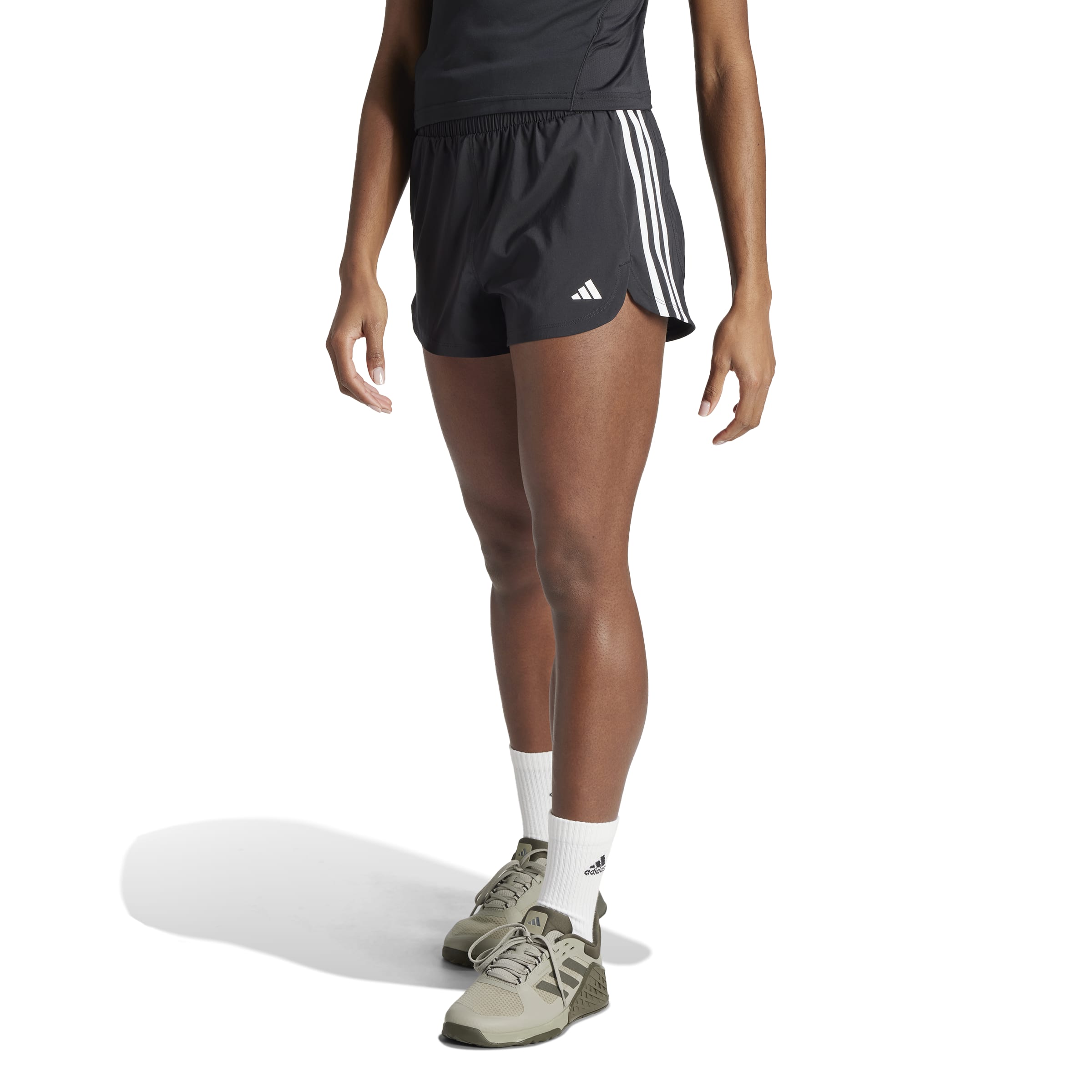 Pacer Training 3-Stripes Woven High Rise Shorts Black / White / XL5" Pacer Training 3-Stripes Woven High Rise Shorts Black / White / XL5"