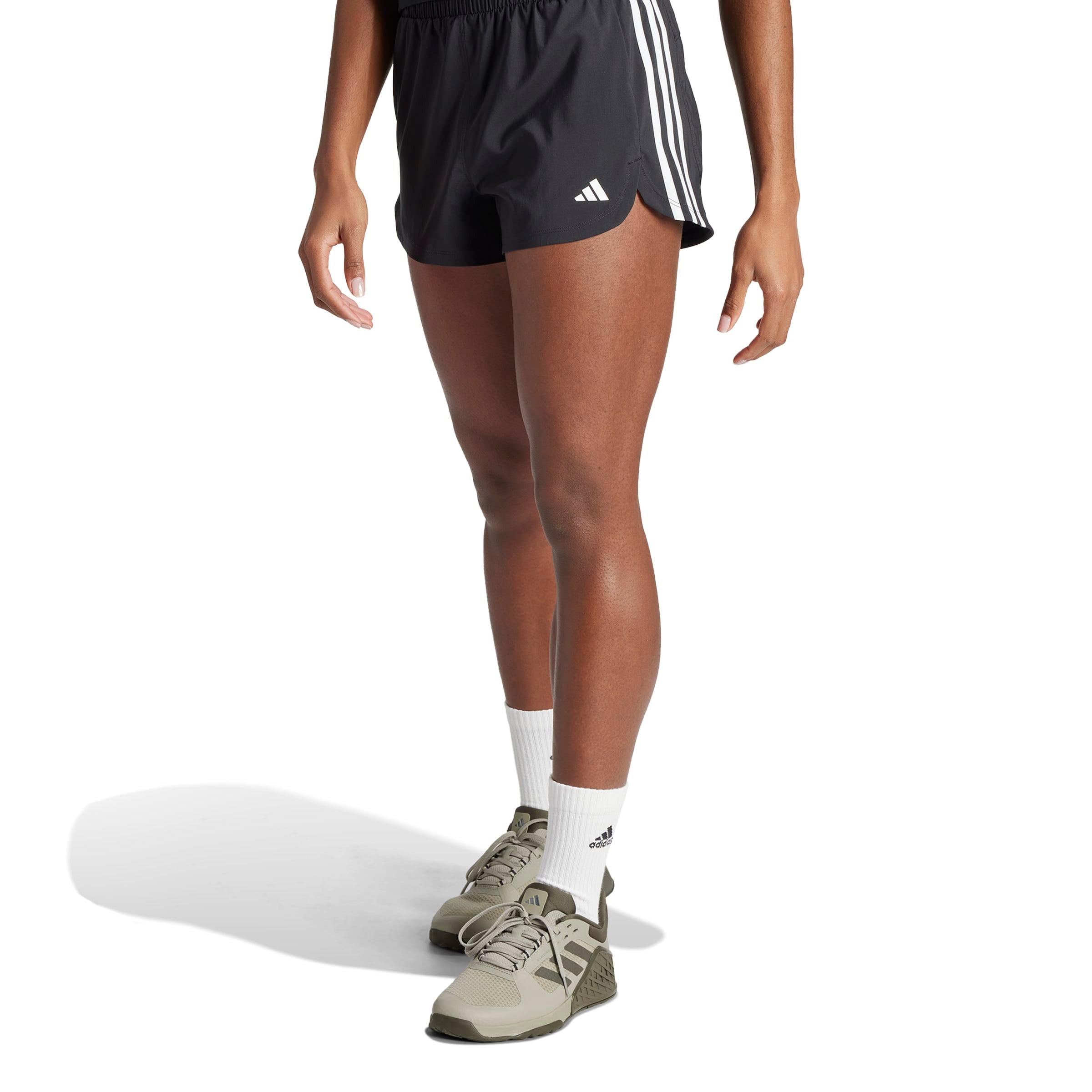 Pacer Training 3-Stripes Woven High Rise Shorts Black / White / XL5" Pacer Training 3-Stripes Woven High Rise Shorts Black / White / XL5"