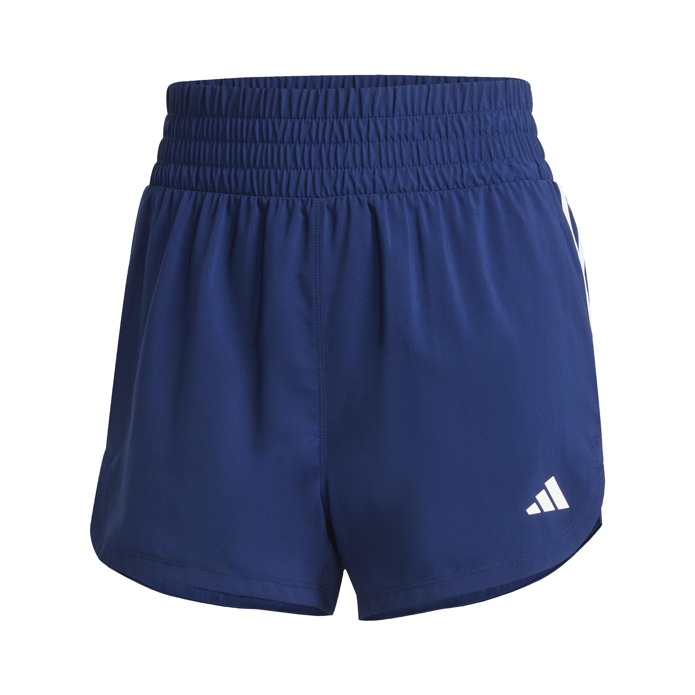Pacer Training 3-Stripes Woven High Rise Shorts Dark Blue / White / L 3" Pacer Training 3-Stripes Woven High Rise Shorts Dark Blue / White / L 3"
