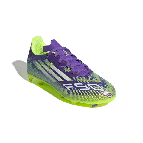 F50 LEAGUE Firm Ground / Multi Ground Football Boots Kids Purple Rush / Ftwr White / Lucid Lemon / 3 F50 LEAGUE Firm Ground / Multi Ground Football Boots Kids Purple Rush / Ftwr White / Lucid Lemon / 3