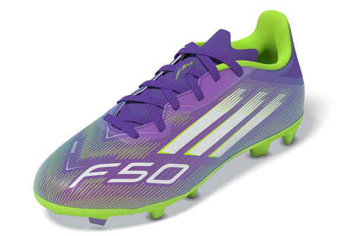 F50 LEAGUE Firm Ground / Multi Ground Football Boots Kids Purple Rush / Ftwr White / Lucid Lemon / 3 F50 LEAGUE Firm Ground / Multi Ground Football Boots Kids Purple Rush / Ftwr White / Lucid Lemon / 3
