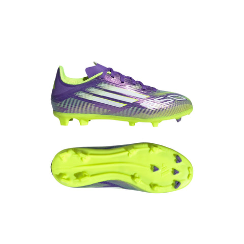 F50 LEAGUE Firm Ground / Multi Ground Football Boots Kids Purple Rush / Ftwr White / Lucid Lemon / 3 F50 LEAGUE Firm Ground / Multi Ground Football Boots Kids Purple Rush / Ftwr White / Lucid Lemon / 3
