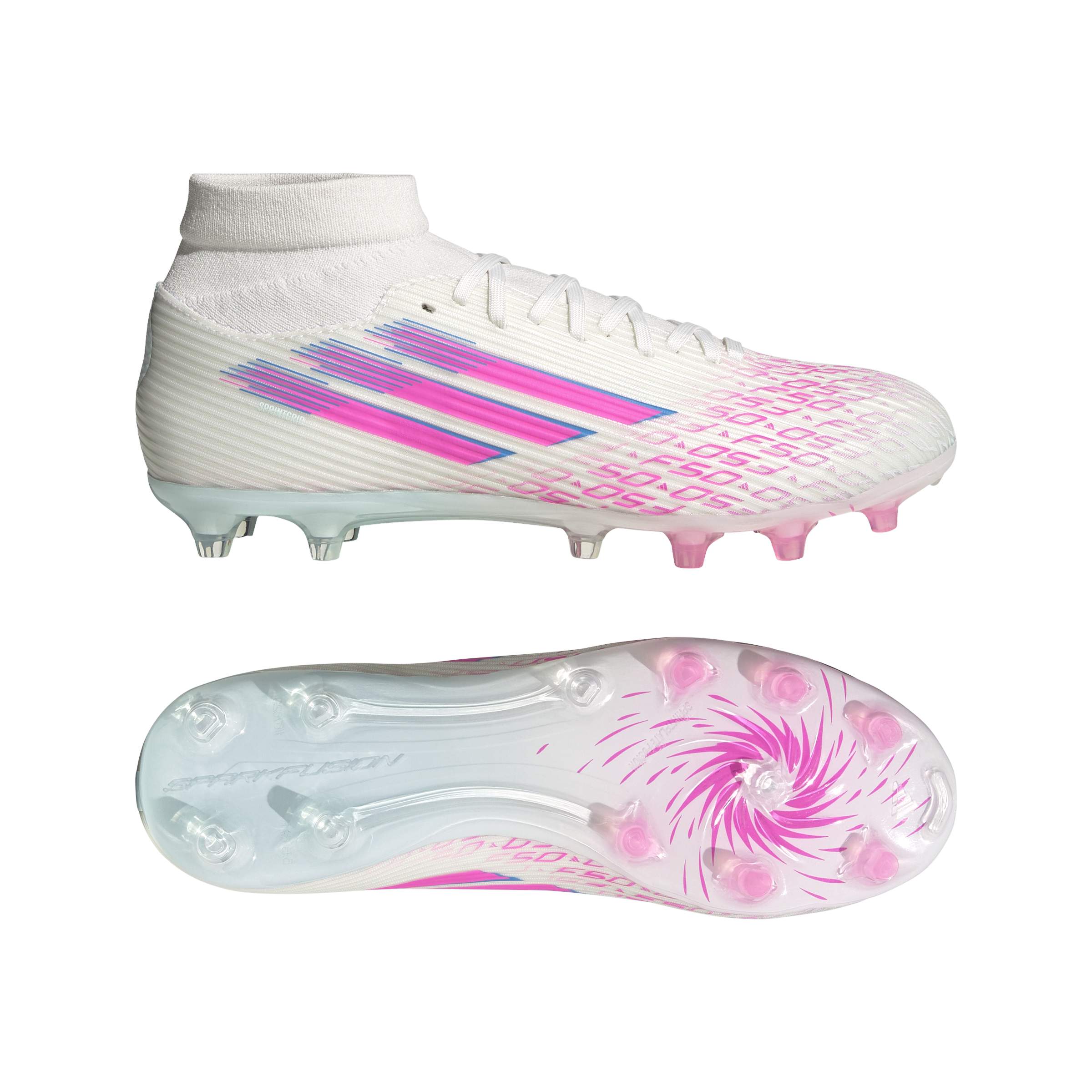F50 SPARKFUSION LEAGUE Mid Firm Ground / Artificial Ground Football Boots W Ftwr White / Lucid Pink / Ftwr White / 10 F50 SPARKFUSION LEAGUE Mid Firm Ground / Artificial Ground Football Boots W Ftwr White / Lucid Pink / Ftwr White / 10