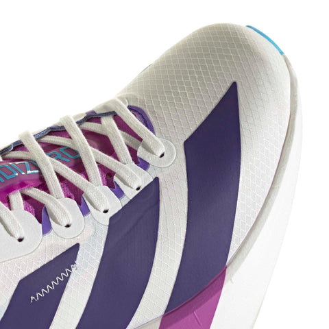 ADIZERO ADIOS PRO 4 RUNNING SHOES Core White / Collegiate Purple / Semi Blue Burst / 7 ADIZERO ADIOS PRO 4 RUNNING SHOES Core White / Collegiate Purple / Semi Blue Burst / 7