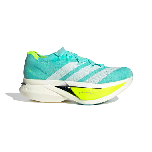 Adizero Prime X3 Strung Running Shoes Flash Aqua / Zero Met. / Lucid Lemon / 10