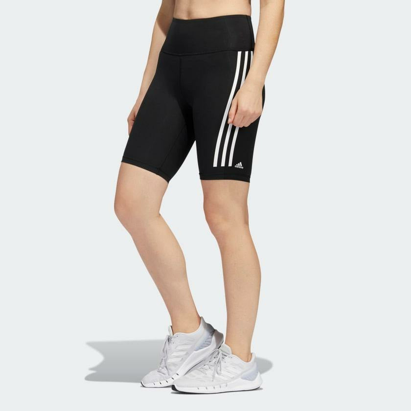 Adidas Optime TrainIcons 3-Stripes Womens Bike Short Tights  Adidas Optime TrainIcons 3-Stripes Womens Bike Short Tights
