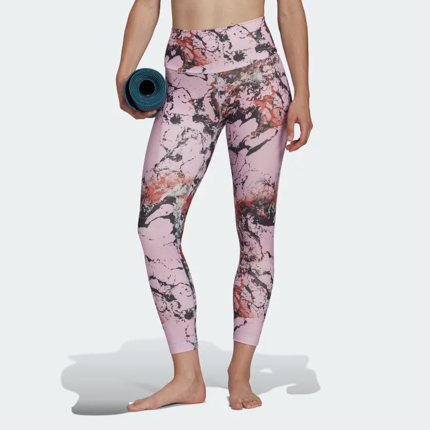 Adidas Womens Yoga Essentials Print 7/8 Tights, Lilac  Adidas Womens Yoga Essentials Print 7/8 Tights, Lilac