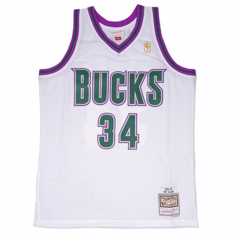 Mitchell & Ness - Ray Allen 34, Milwaukee Bucks 96-97 Home NBA Swingman Jersey 