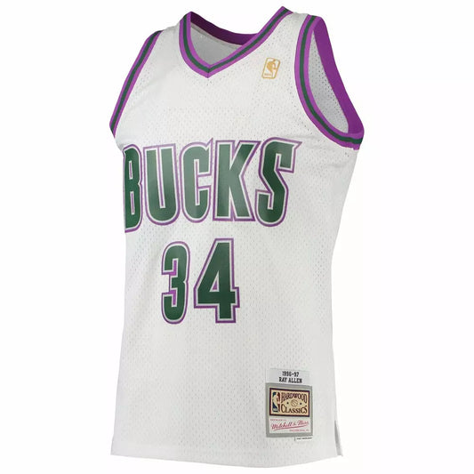 Mitchell & Ness - Ray Allen 34, Milwaukee Bucks 96-97 Home NBA Swingman Jersey