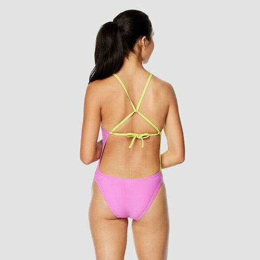 Speedo Womens Colour Block Splice Tie Back One Piece