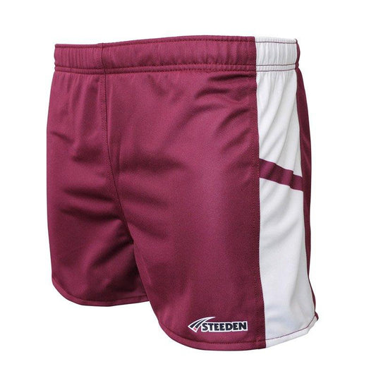 Steeden Rugby League Shorts - Maroon/White 