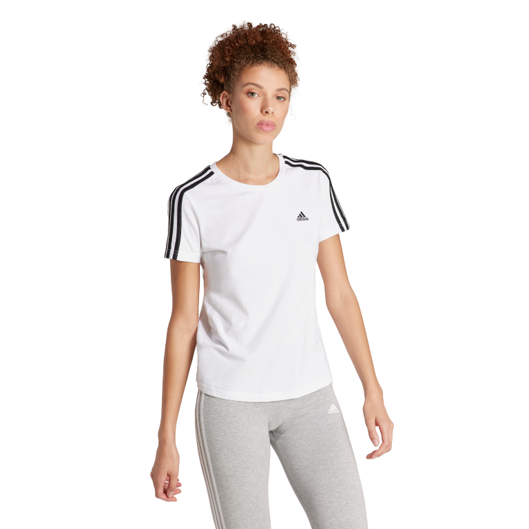 Essentials Slim 3-Stripes T-Shirt 2XL / White/Black