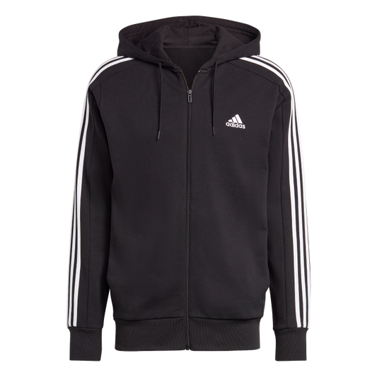 Essentials French Terry 3-Stripes Full-Zip Hoodie 2XL / Black/White