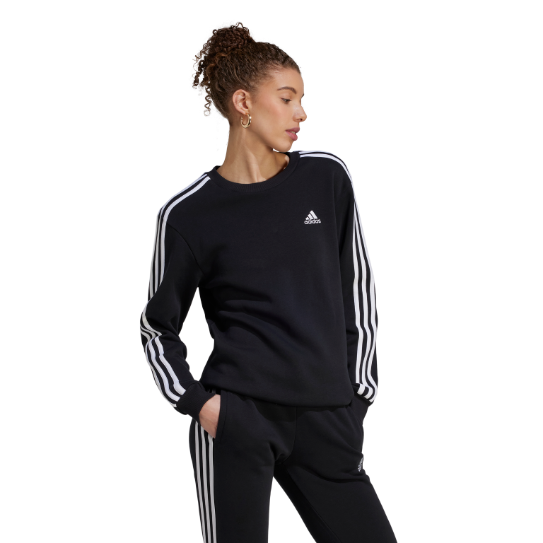 Essentials 3-Stripes Fleece Sweatshirt 2XL / Black/White