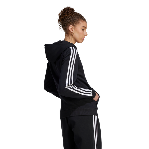 Essentials 3-Stripes Full-Zip Fleece Hoodie 2XL / Black/White