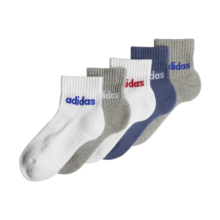 Linear Ankle Socks 5 Pairs Kids KL / White/Medium Grey Heather/Preloved Ink