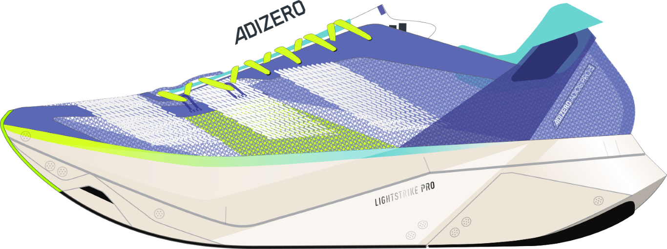 ADIZERO ADIOS PRO 3 Shoes 5 / Cobalt Blue/Zero Met./Lucid Lemon