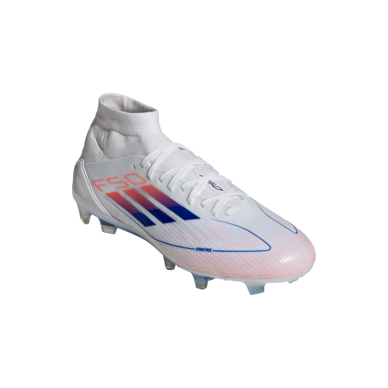 F50 Pro Mid-Cut Firm Ground Boots 5 / Ftwr White/Lucid Blue/Solar Red