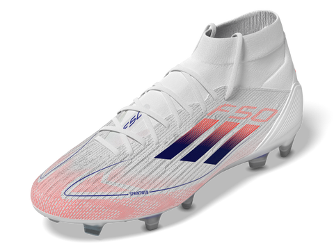 F50 Pro Mid-Cut Firm Ground Boots 5 / Ftwr White/Lucid Blue/Solar Red