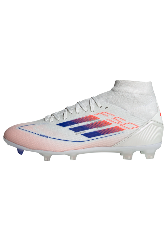 F50 League Mid-Cut Firm/Multi-Ground Boots 5 / Ftwr White/Lucid Blue/Solar Red