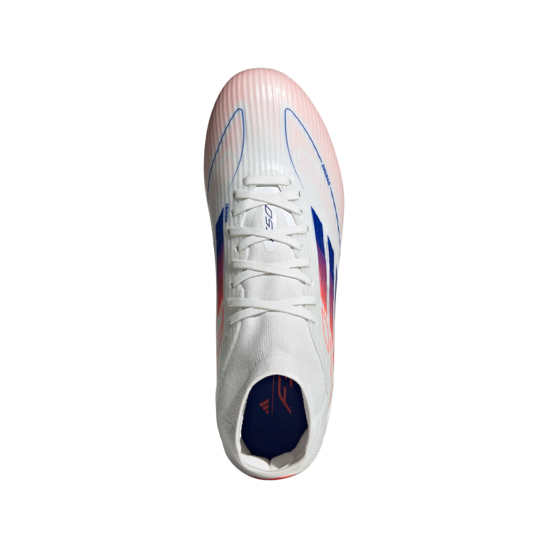 F50 League Mid-Cut Firm/Multi-Ground Boots 5 / Ftwr White/Lucid Blue/Solar Red