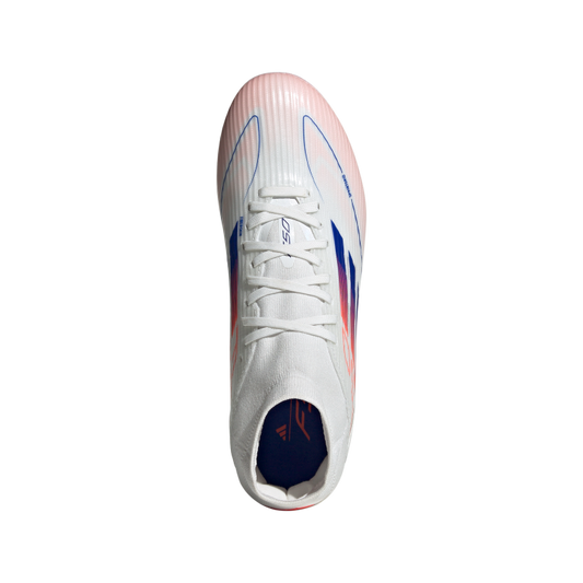 F50 League Mid-Cut Firm/Multi-Ground Boots 5 / Ftwr White/Lucid Blue/Solar Red