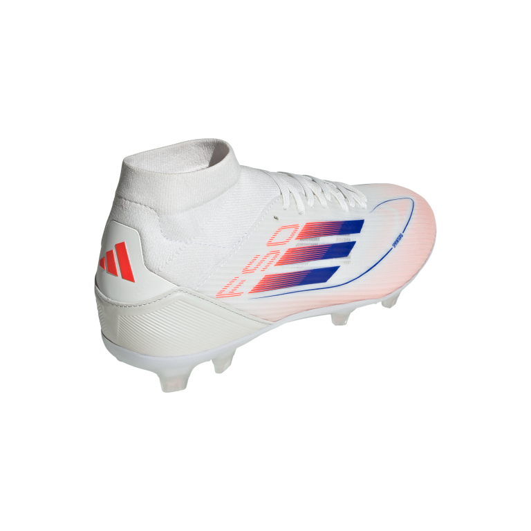 F50 League Mid-Cut Firm/Multi-Ground Boots 5 / Ftwr White/Lucid Blue/Solar Red