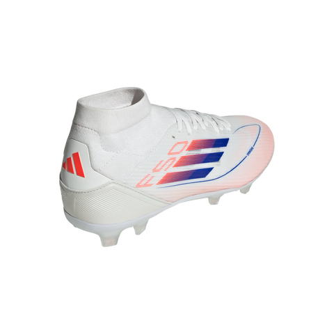 F50 League Mid-Cut Firm/Multi-Ground Boots 5 / Ftwr White/Lucid Blue/Solar Red