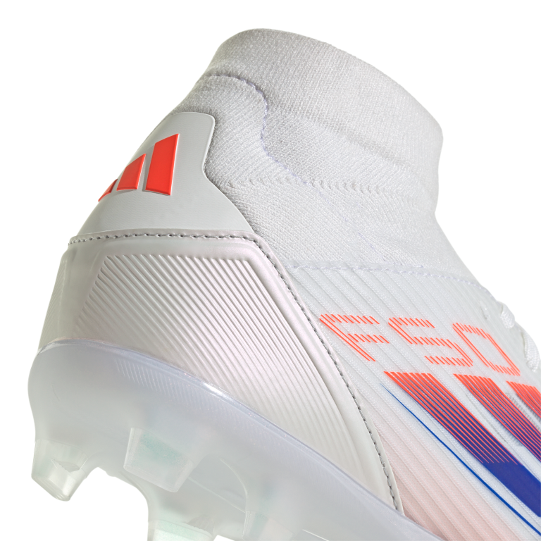 F50 League Mid-Cut Firm/Multi-Ground Boots 5 / Ftwr White/Lucid Blue/Solar Red