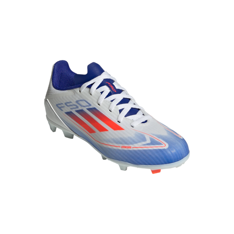 F50 League Firm/Multi-Ground Cleats Kids 1 / Ftwr White/Solar Red/Lucid Blue