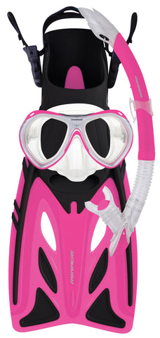 Crystal Junior Silicone Mask Snorkel & Fin Set L/XL / Pink