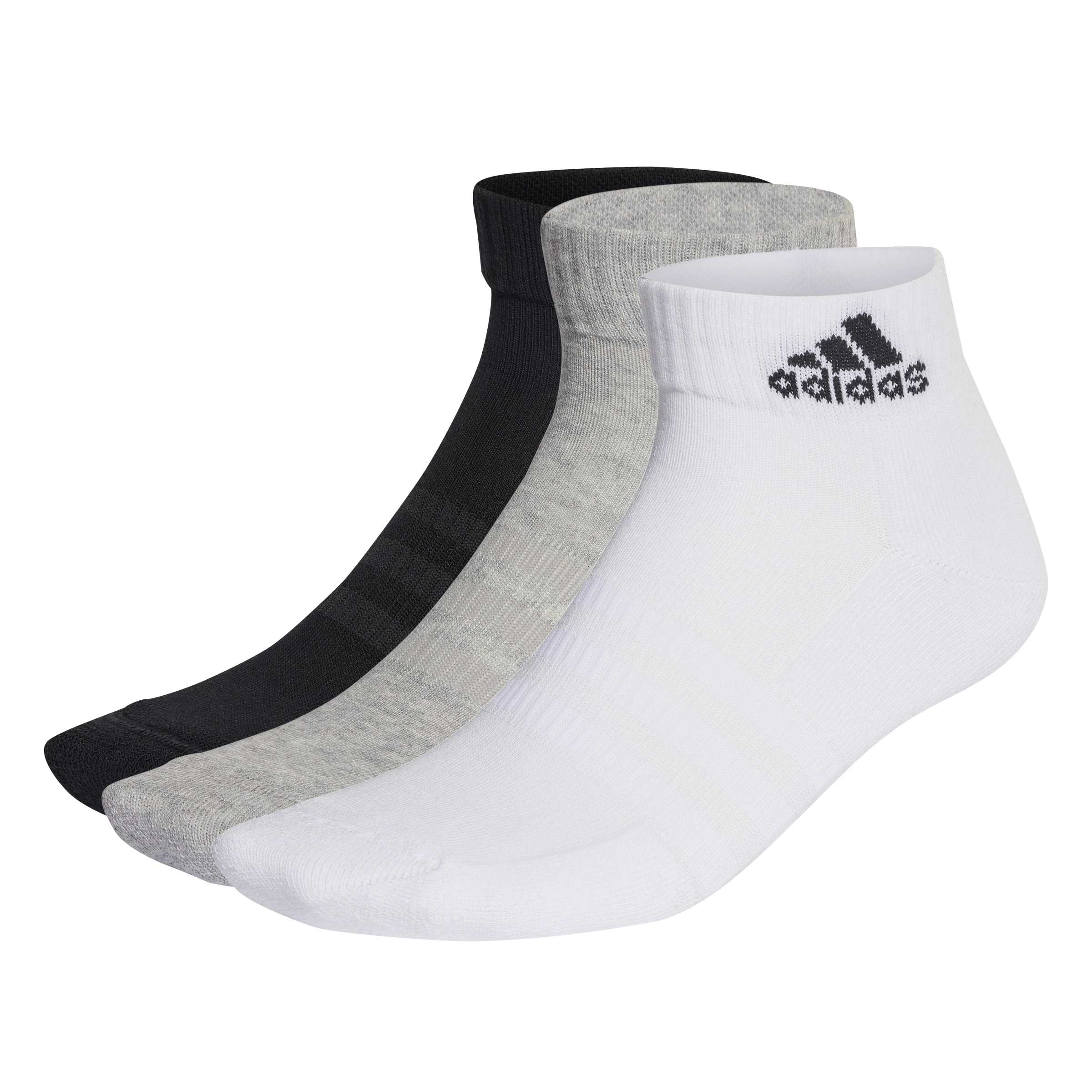CUSHIONED SPORTSWEAR ANKLE SOCKS 3 PAIR PACK Medium Grey Heather / White / Black / S
