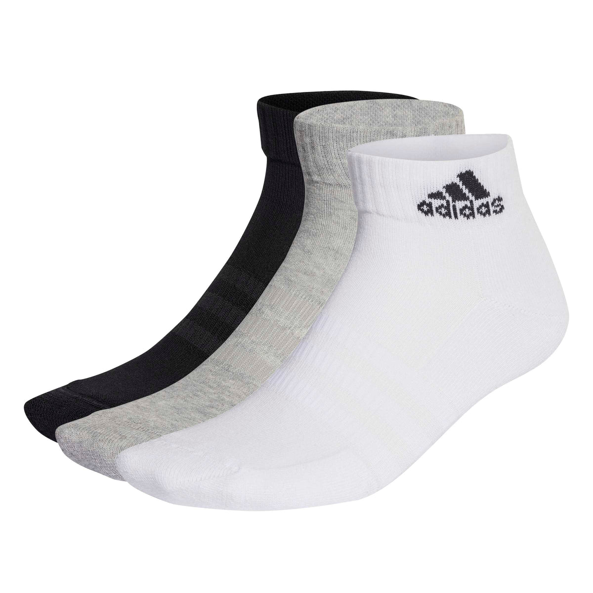 CUSHIONED SPORTSWEAR ANKLE SOCKS 3 PAIR PACK Medium Grey Heather / White / Black / S