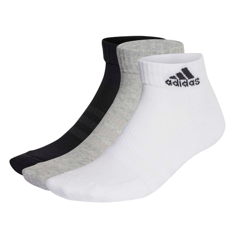 CUSHIONED SPORTSWEAR ANKLE SOCKS 3 PAIR PACK Medium Grey Heather / White / Black / S