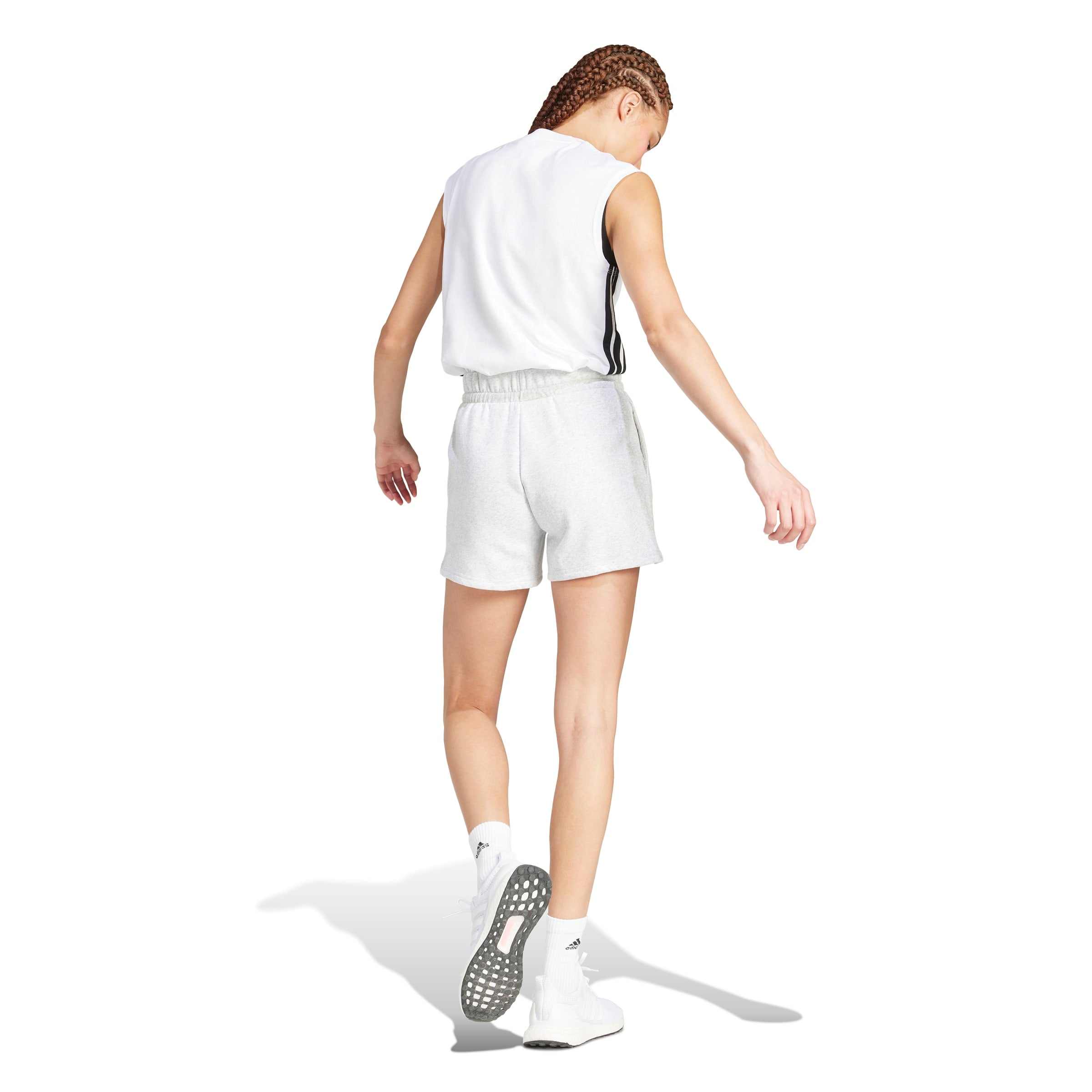 ESSENTIALS SMALL LOGO FEEL COZY SHORTS Light Grey Heather / White / XL