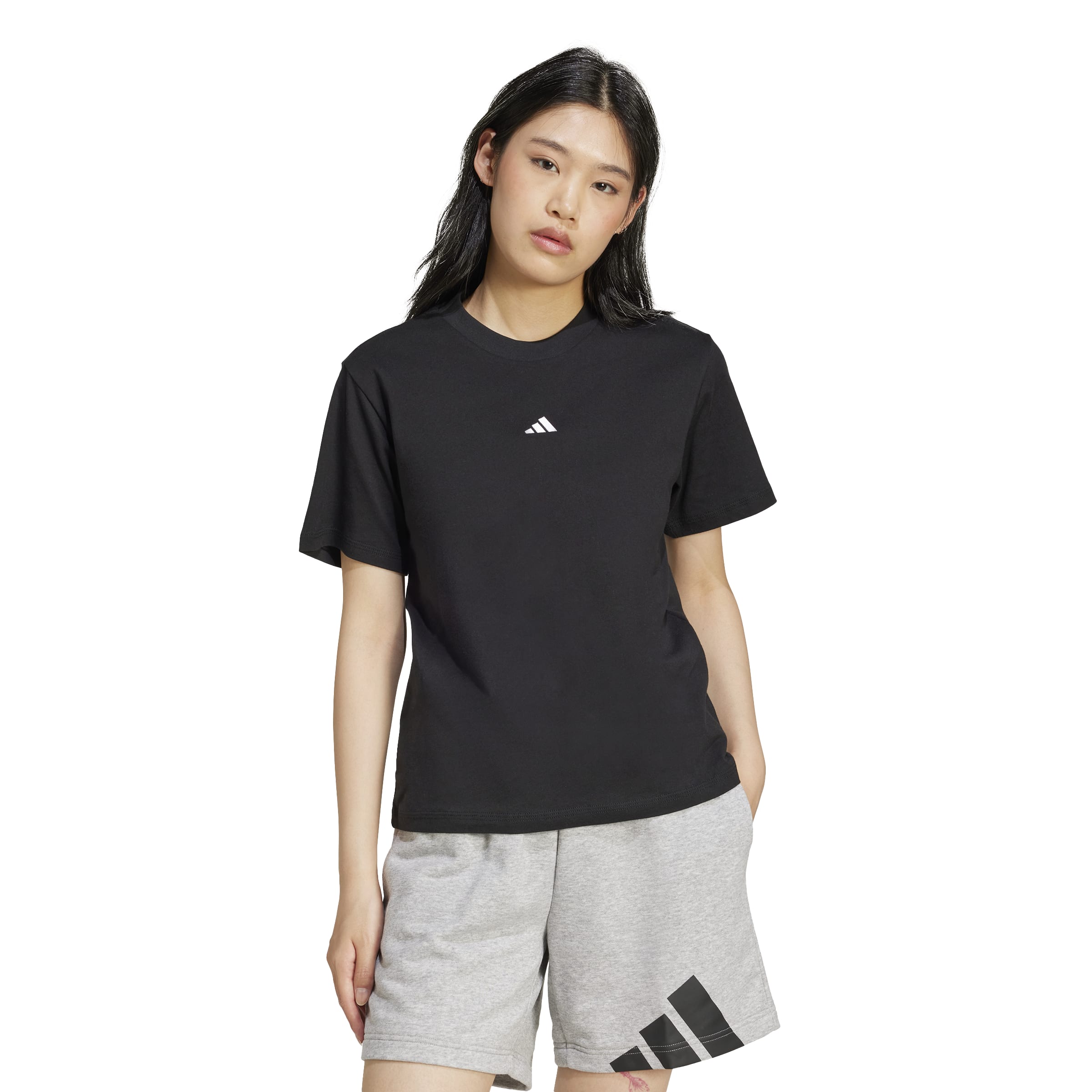 ESSENTIALS SMALL LOGO COTTON T-SHIRT Black / White / S