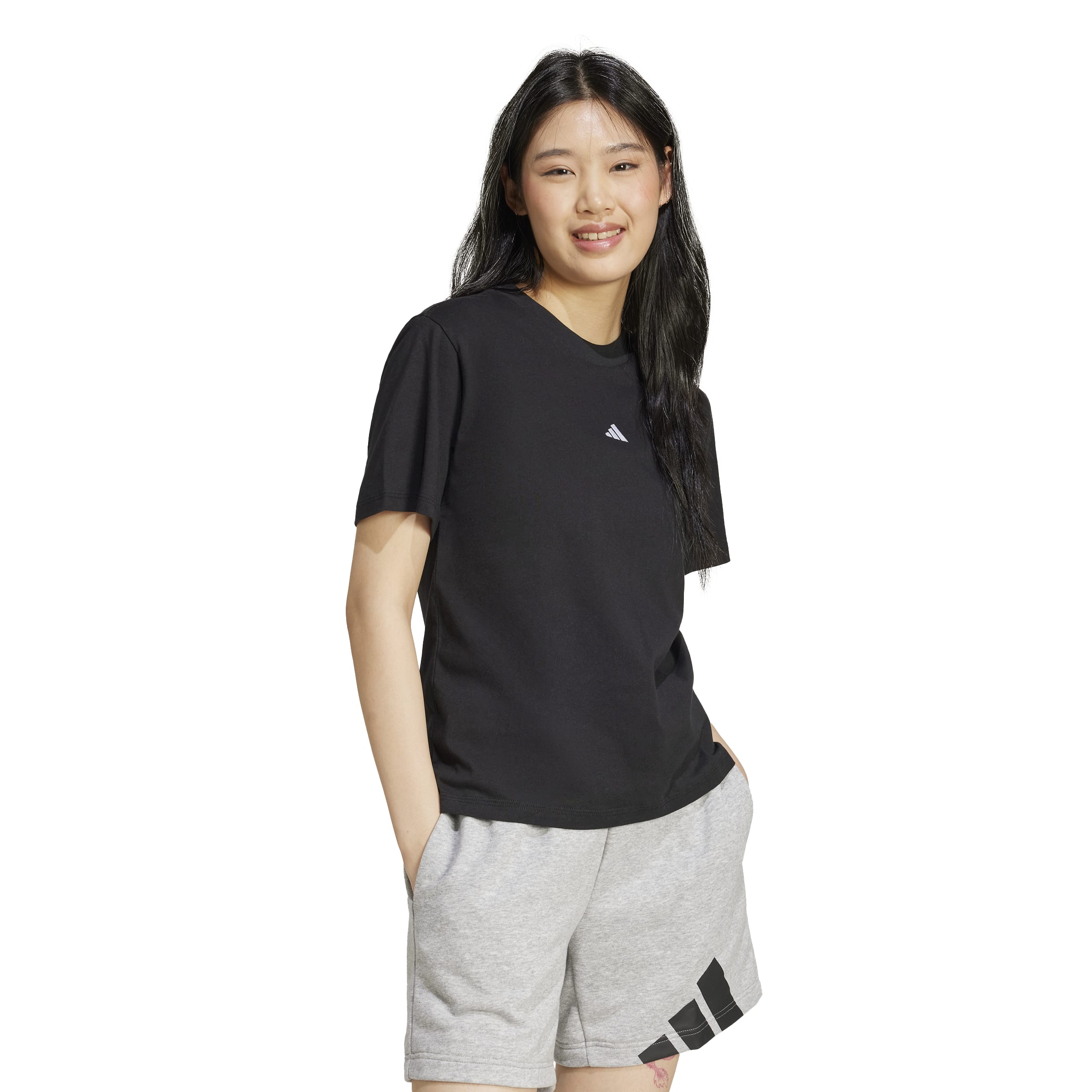 ESSENTIALS SMALL LOGO COTTON T-SHIRT Black / White / S