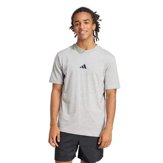 ESSENTIALS SMALL LOGO SINGLE JERSEY TEE Medium Grey Heather / Black / M