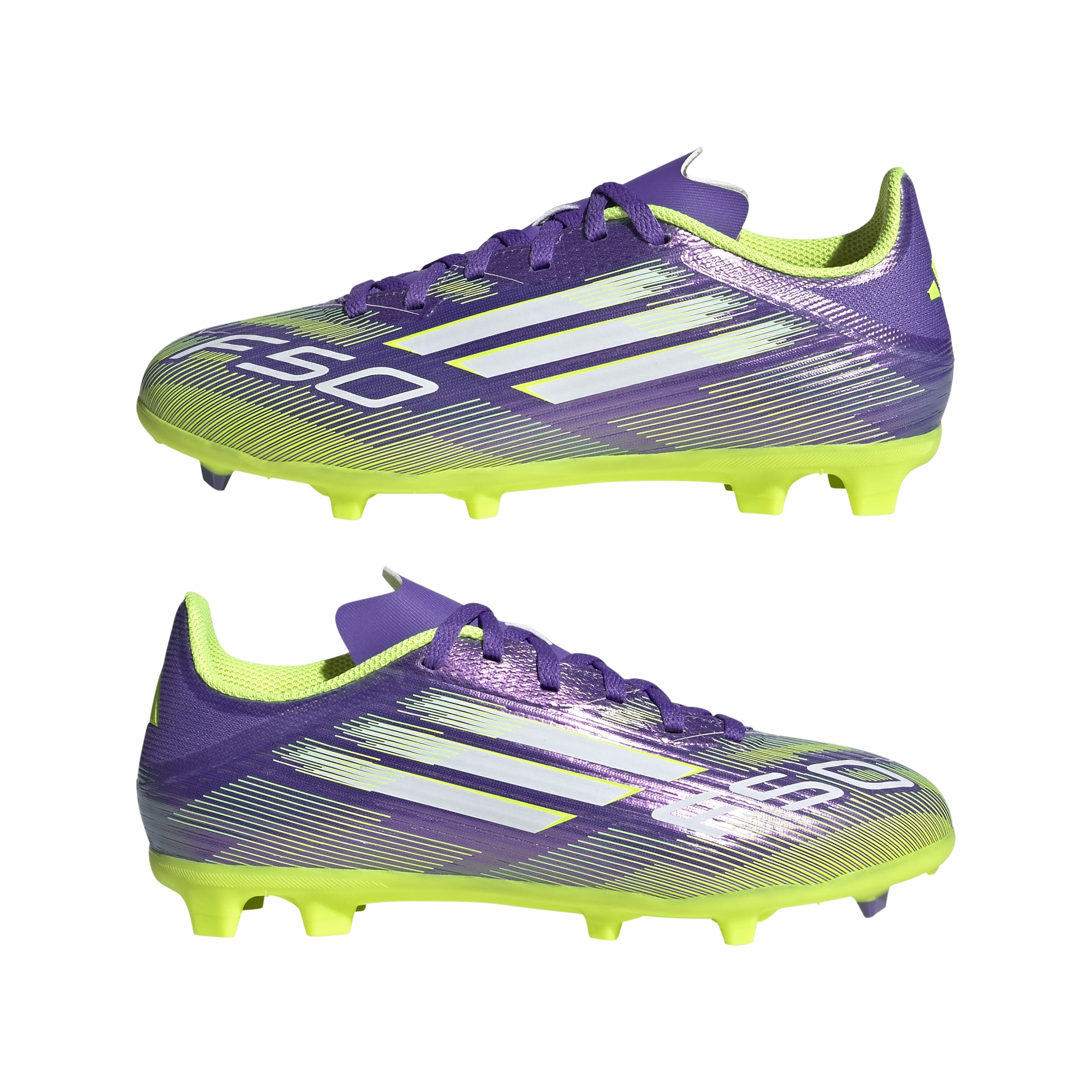 F50 LEAGUE Firm Ground / Multi Ground Football Boots Kids Purple Rush / Ftwr White / Lucid Lemon / 3