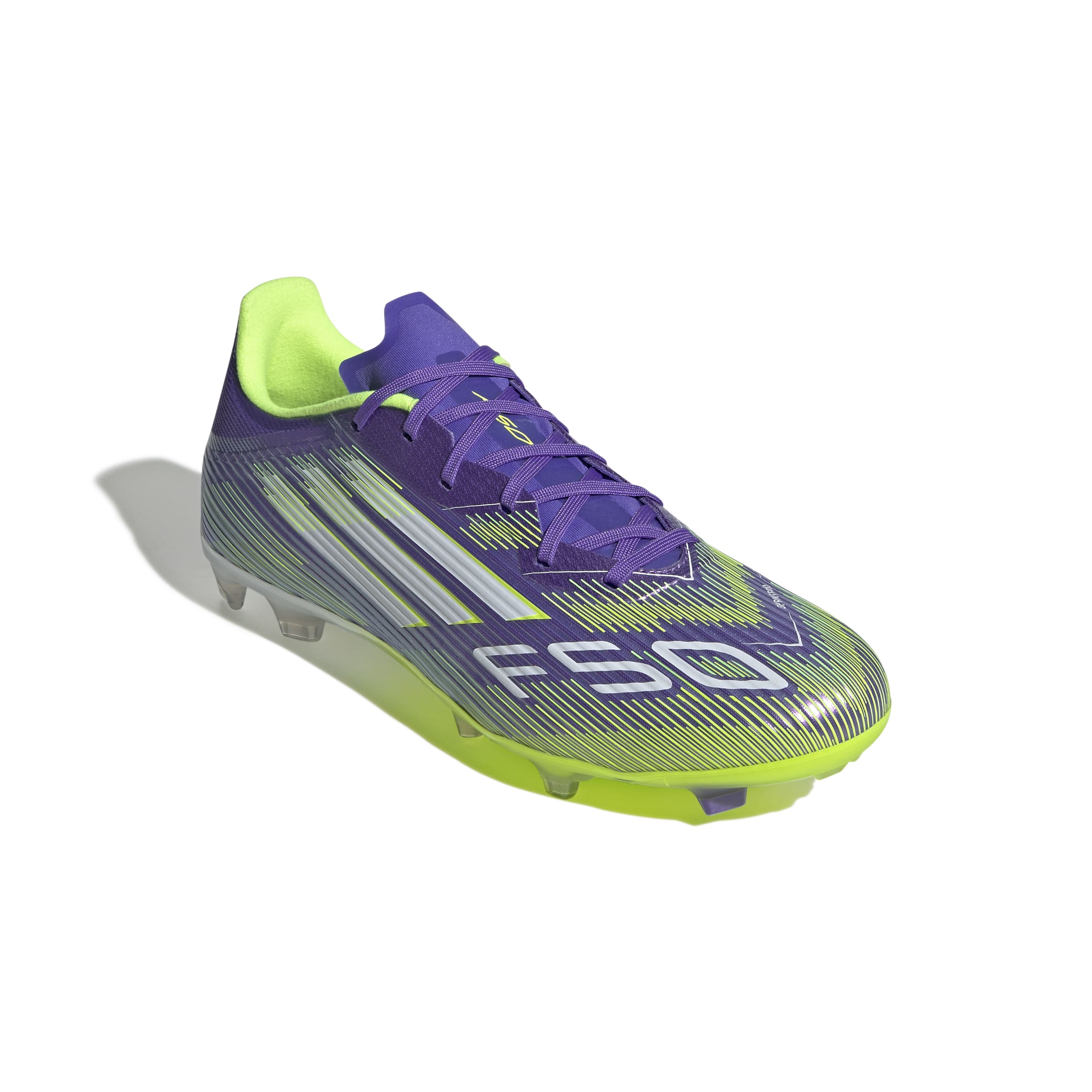 F50 LEAGUE Firm Ground Football Boots Purple Rush / Ftwr White / Lucid Lemon / 10
