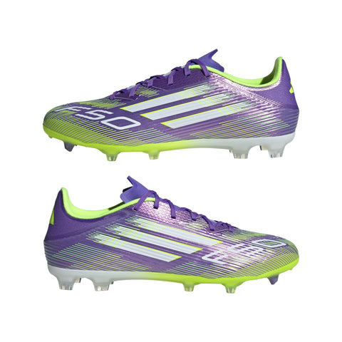 F50 LEAGUE Firm Ground Football Boots Purple Rush / Ftwr White / Lucid Lemon / 10