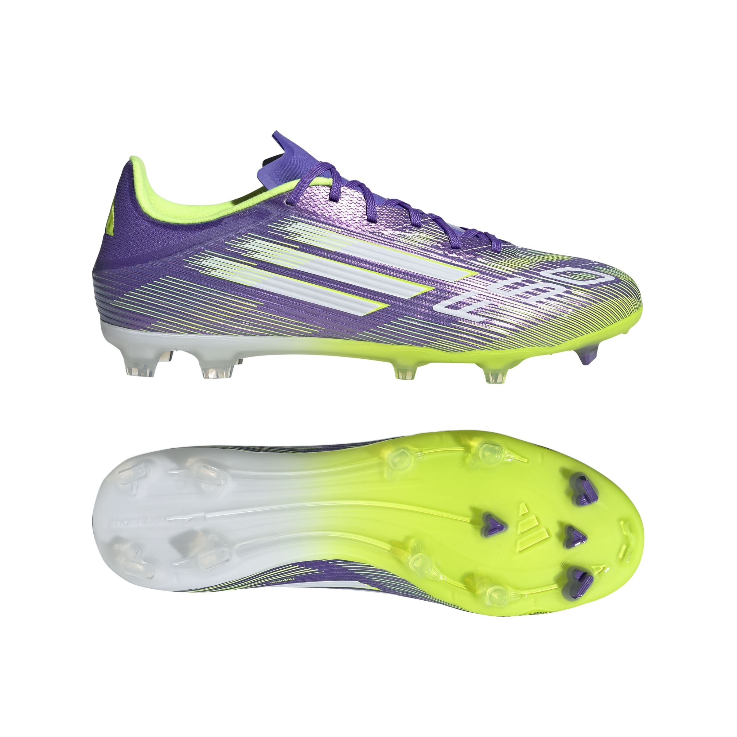F50 LEAGUE Firm Ground Football Boots Purple Rush / Ftwr White / Lucid Lemon / 10