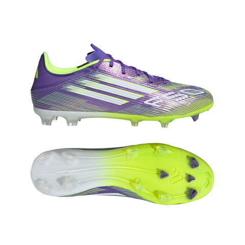 F50 LEAGUE Firm Ground Football Boots Purple Rush / Ftwr White / Lucid Lemon / 10