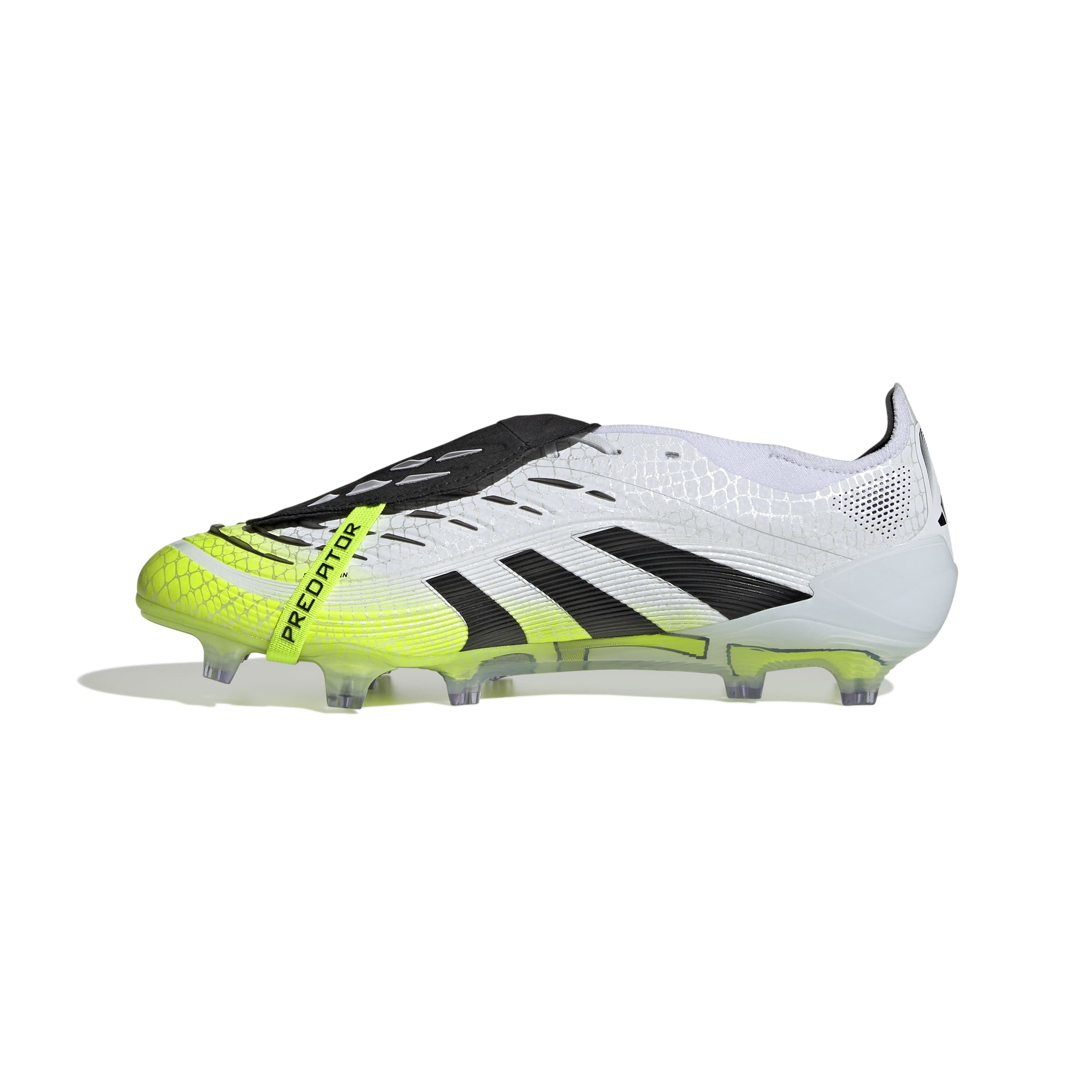 PREDATOR ELITE Fold-Over Tongue Firm Ground Football Boots Ftwr White / Core Black / Lucid Lemon / 10