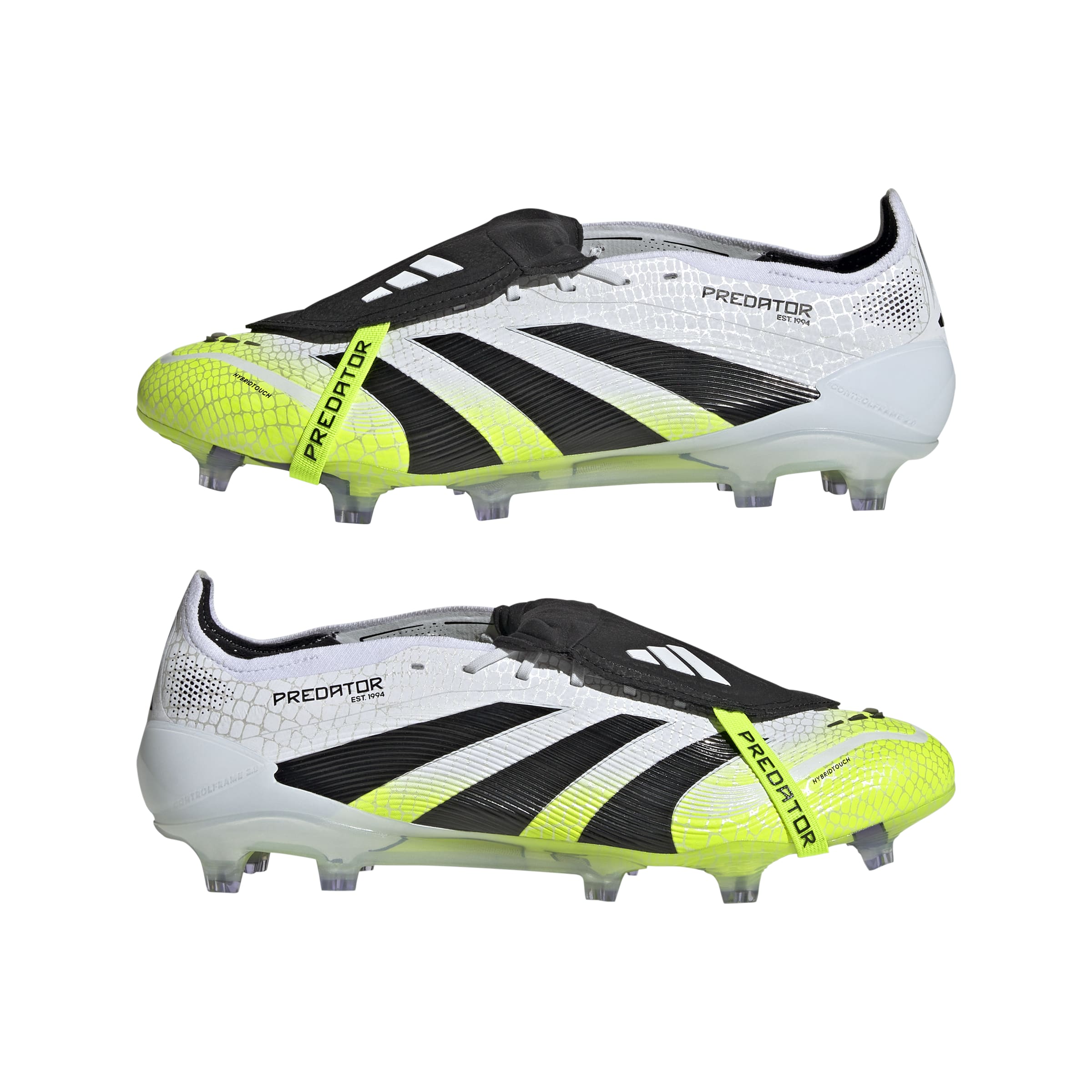 PREDATOR ELITE Fold-Over Tongue Firm Ground Football Boots Ftwr White / Core Black / Lucid Lemon / 10